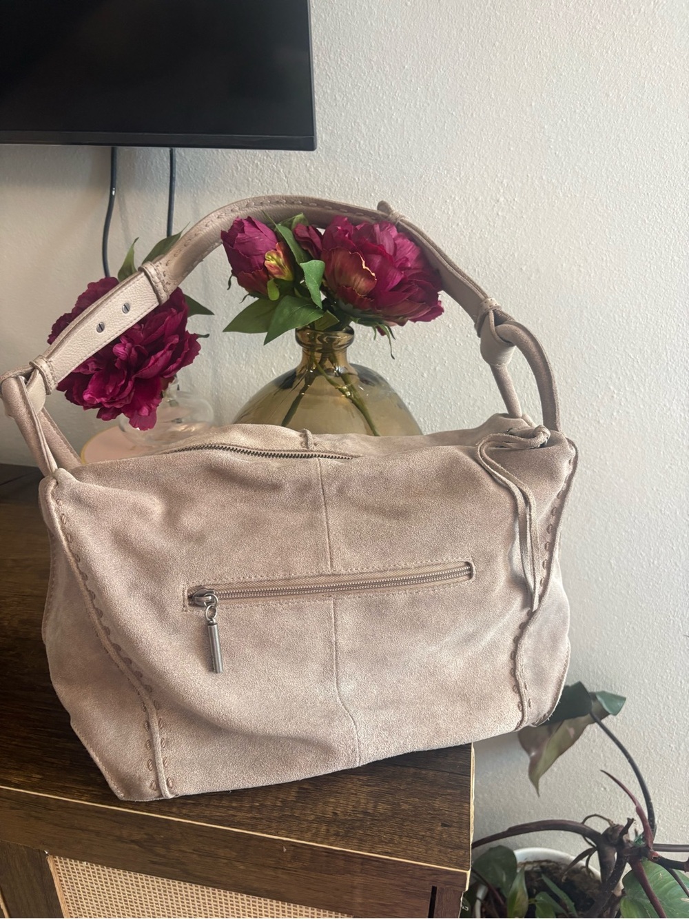 The Sak Los Feliz Suede Soft Brown Tan Leather Hobo Shoulder Bag - Picture 4 of 13